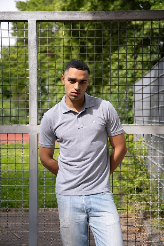 EQQEN Herren Poloshirt Grau Meliert